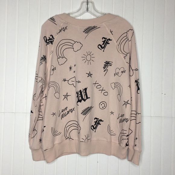 Wildfox light Pink Doodles Print Sweatshirt - Picture 5 of 7